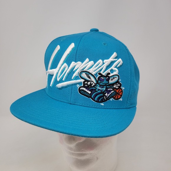 Charlotte Hornets Mitchell Ness Blue Snapback Hat Adjustable - Picture 1 of 10